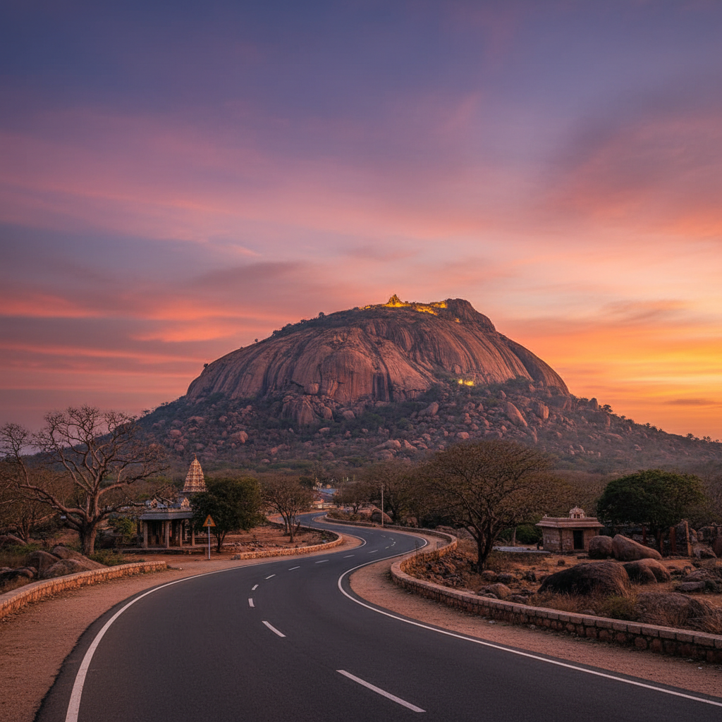 A serene view of Arunachala Hill in Thiruvannamalai, essential for the Pournami Girivalam Chennai trip.