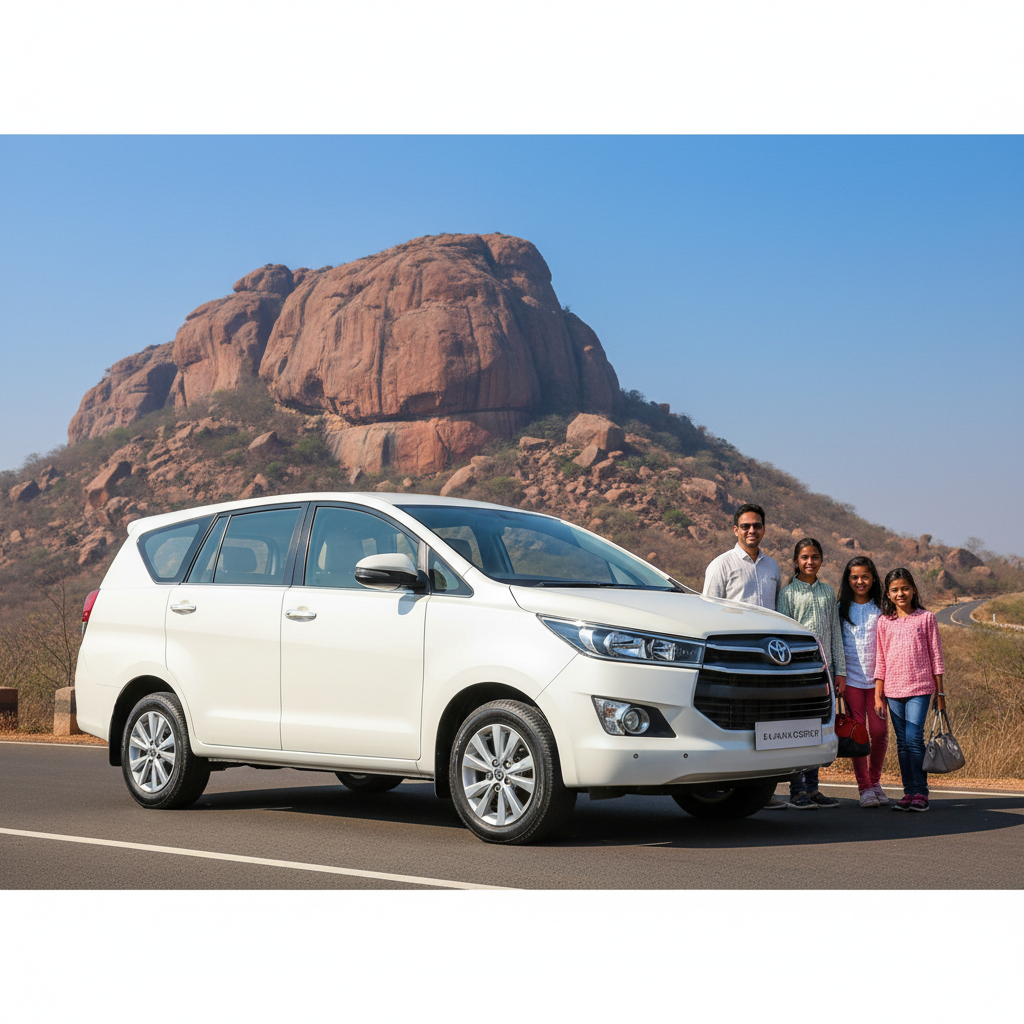 A clean Toyota Innova Crysta ready for the journey to Thiruvannamalai.