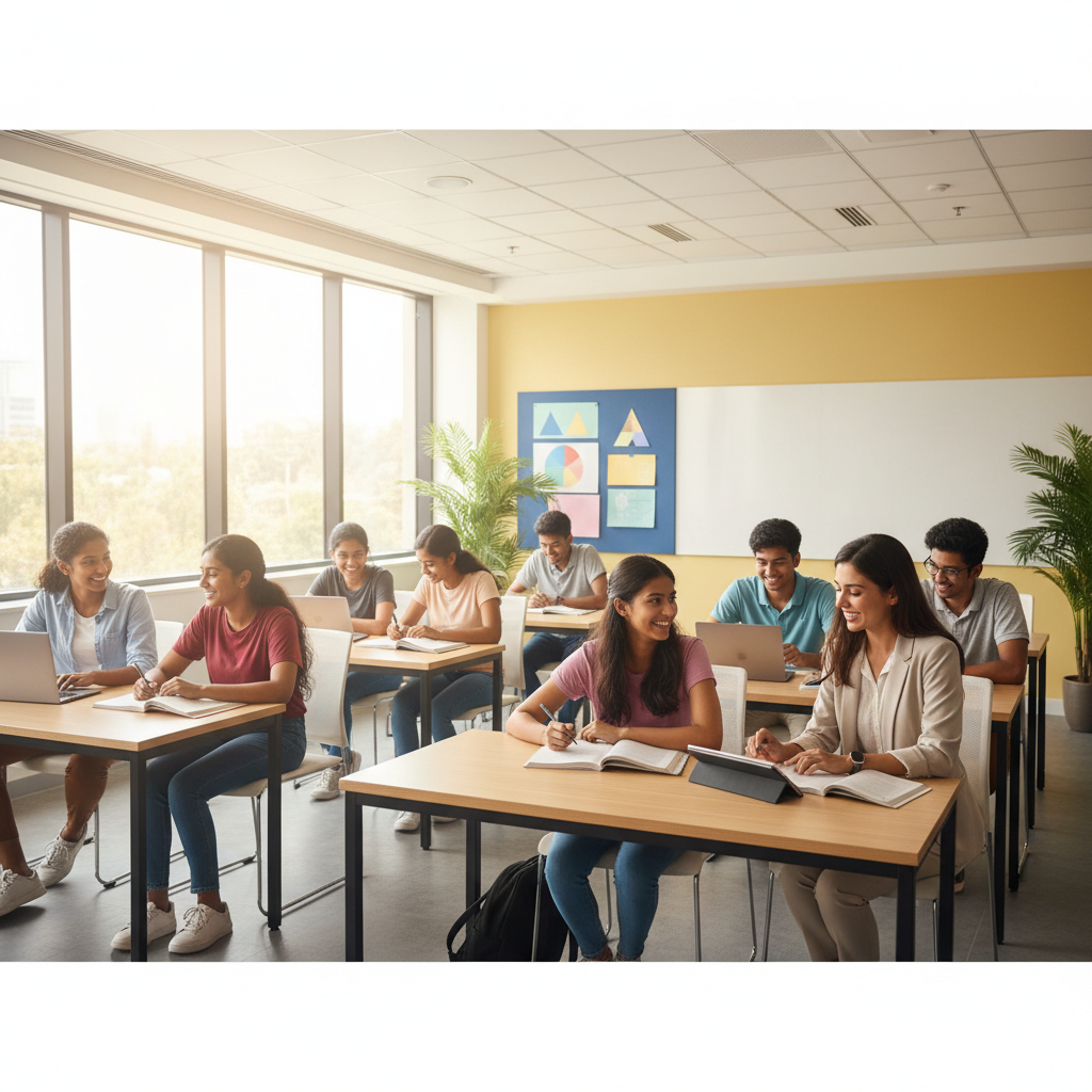 A student engaged in one of the after school academic programs in Chennai.