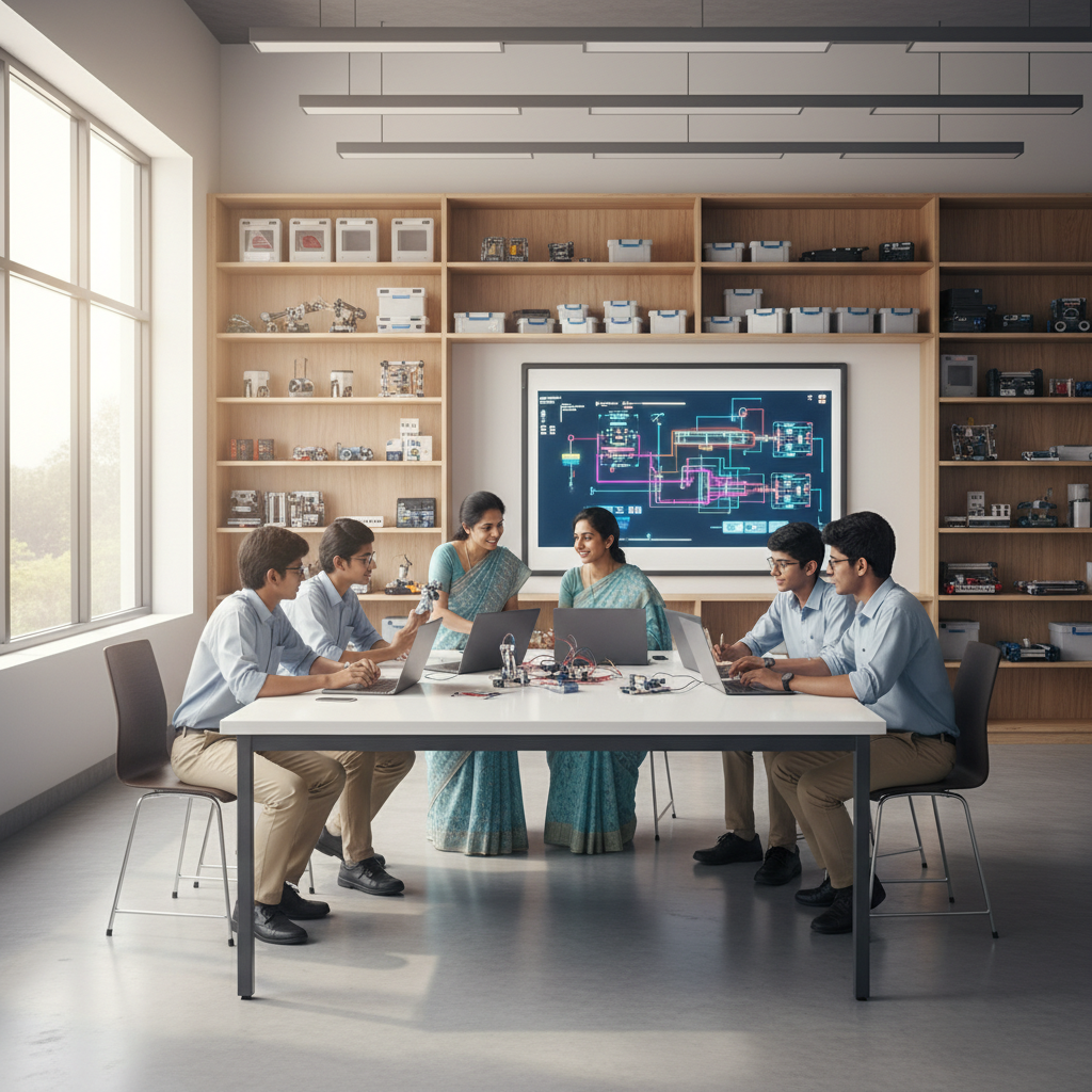 A modern STEM lab in a Chennai school, showcasing a successful tie-up program.