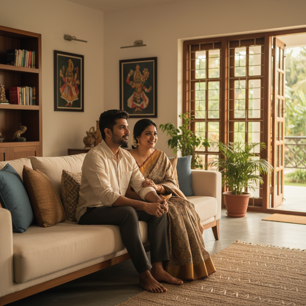 A hopeful couple in Kerala discussing male infertility treatment options in Vadakkencherry.